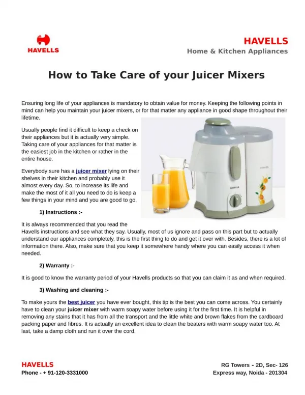 How to Take Care of your Juicer Mixers