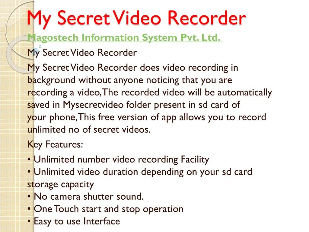 my secret video recorder