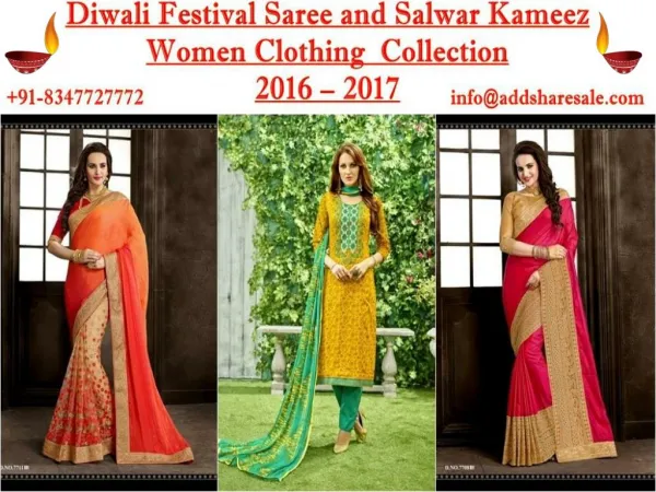 Diwali Festival Saree and Salwar Kameez Women Clothing Collection 2016 - 2017