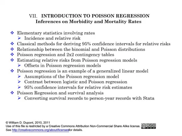 INTRODUCTION TO POISSON REGRESSION Inferences on Morbidity and Mortality Rates