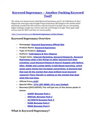 Keyword Supremacy Review & (BIGGEST) jaw-drop bonuses - slide 1