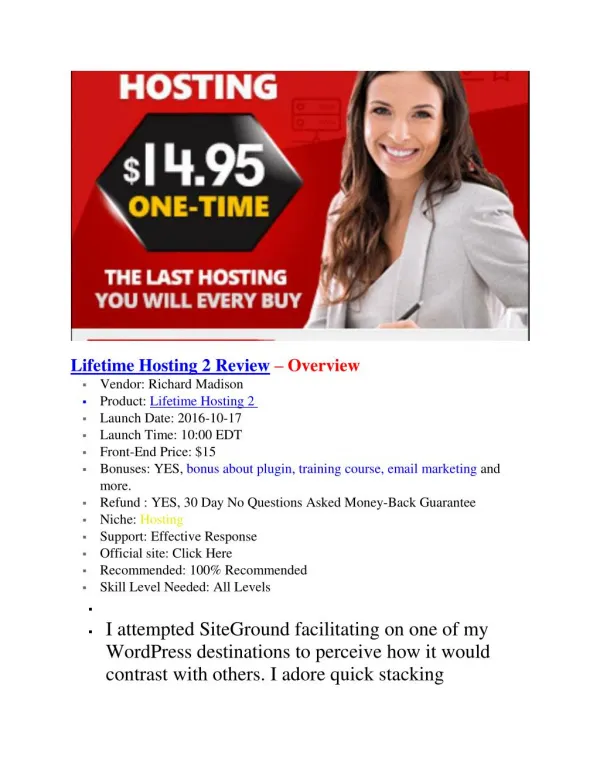 Lifetime Hosting 2 Review - get it now