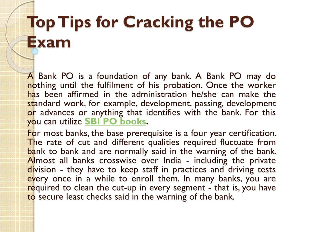 top tips for cracking the po exam