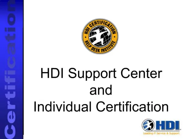 HDI Support Center and Individual Certification