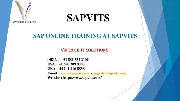 SAPVITS SAP Online Training Material