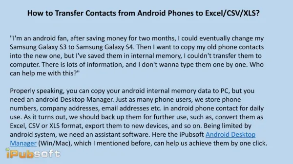 How to Transfer Contacts from Android Phones to Excel CSV XLS