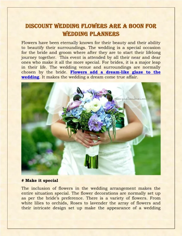 Discount Wedding Flowers are a Boon For Wedding Planners