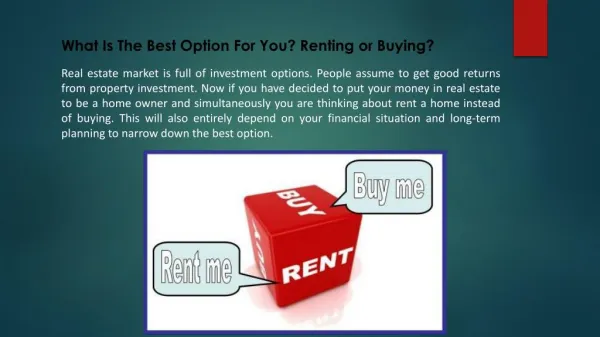 What Is The Best Option For You? Renting or Buying?
