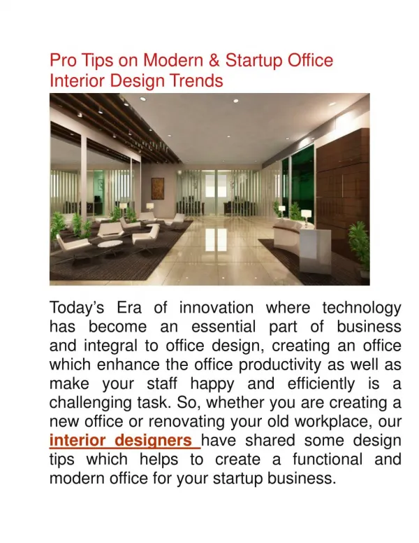 Office Interior Design Tips by Delhi Best Interior Designers
