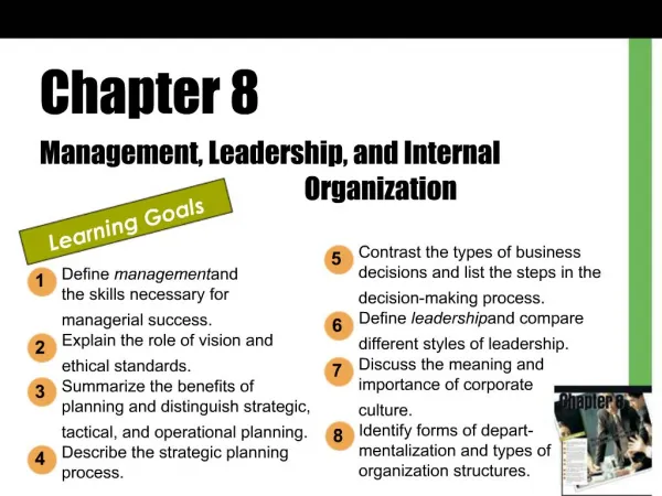 Chapter 8 Management, Leadership, and Internal Organization