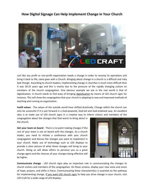 How Digital Signage Can Help Implement Change in Your Church