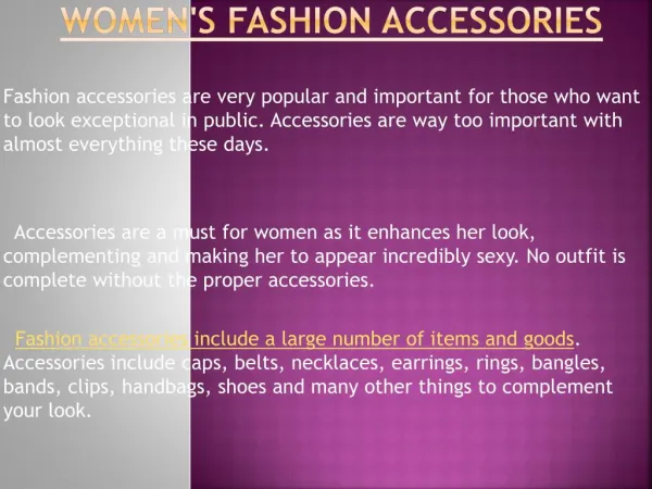Latest Fashion Accessories For Women