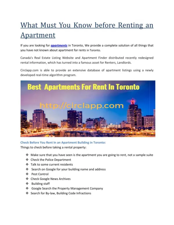 What Must You Know before Renting an Apartment
