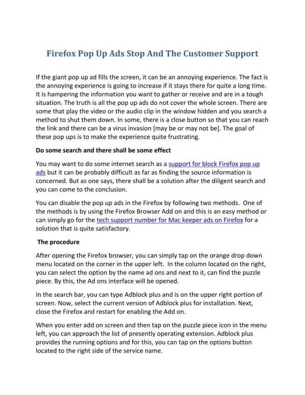 Firefox Pop Up Ads Stop And The Customer Support