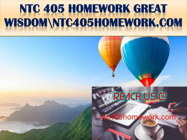 NTC 405 HOMEWORK GREAT WISDOM\ntc405homework.com