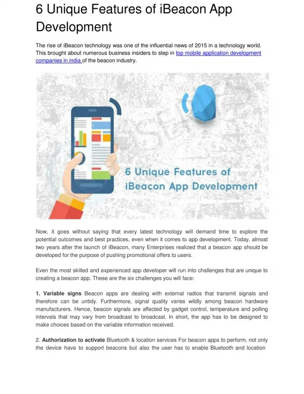 Top 6 Unique Features of iBeacon App Development