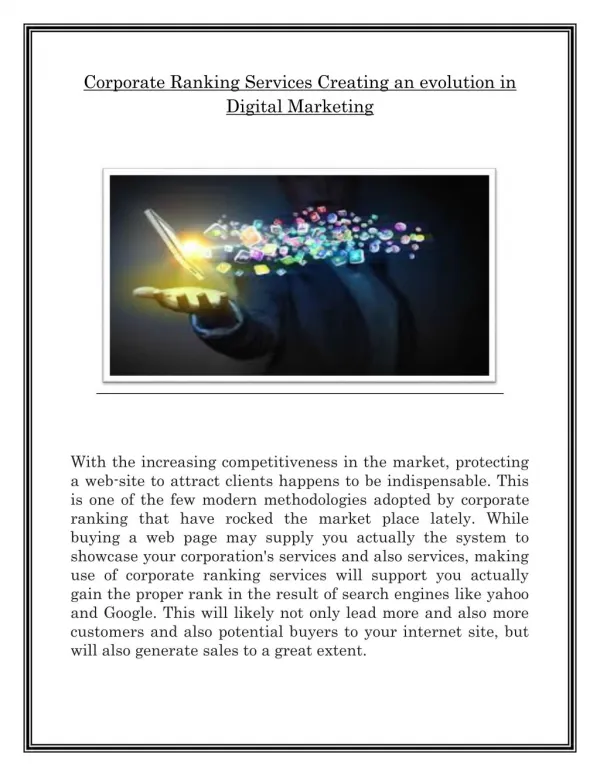 Digital Marketing Solution Company | Corporate ranking