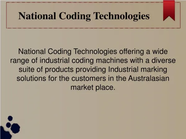 Avail of Continuous Inkjet Printers - National Coding Technologies