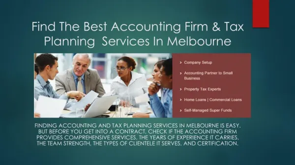 Find The Best Accounting Firm & Tax Planning Services In Melbourne