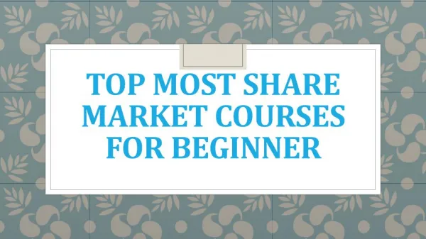 Top Most Share Market Courses for Beginner