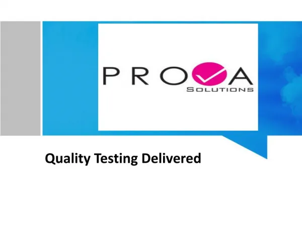 Prova - Quality Testing Delivered