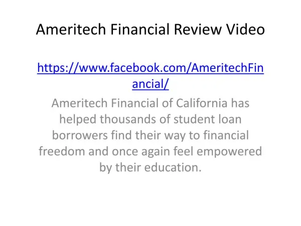 Ameritech Financial Review Video