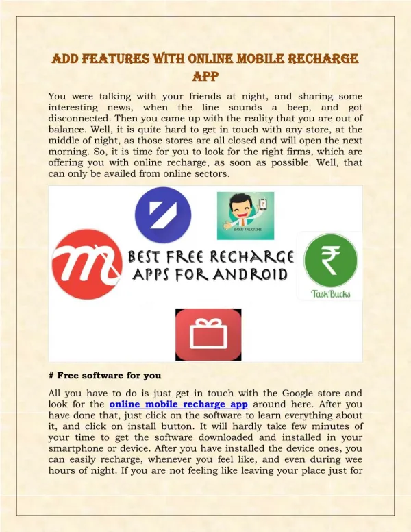 Add Features With Online Mobile Recharge App