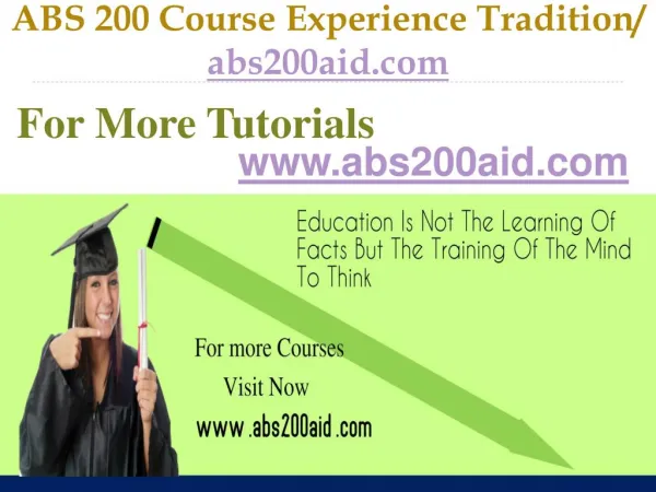 ABS 200 Course Experience Tradition / abs200aid.com