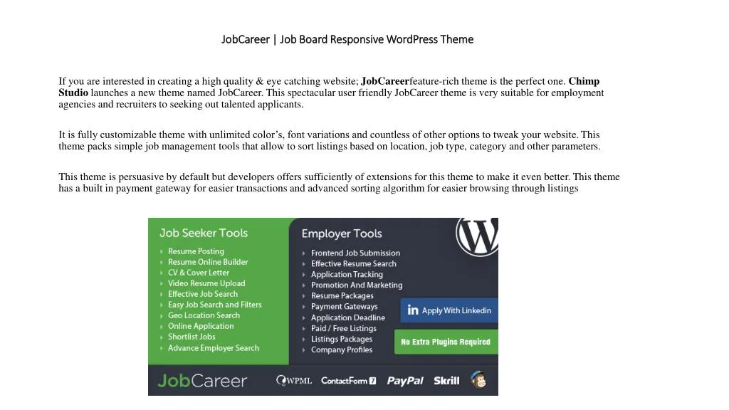 jobcareer job board responsive wordpress theme