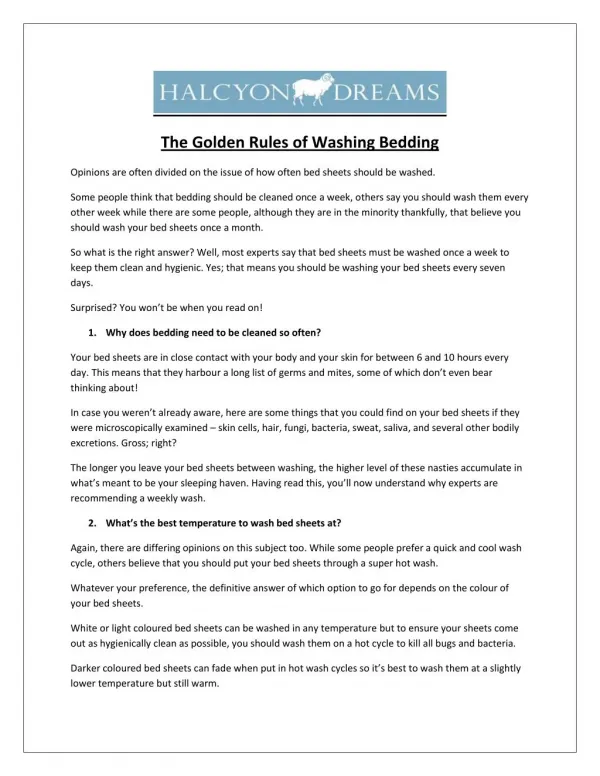 The Golden Rules of Washing Bedding