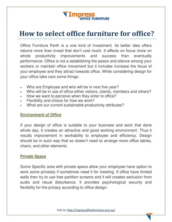 How to select office furniture for office?