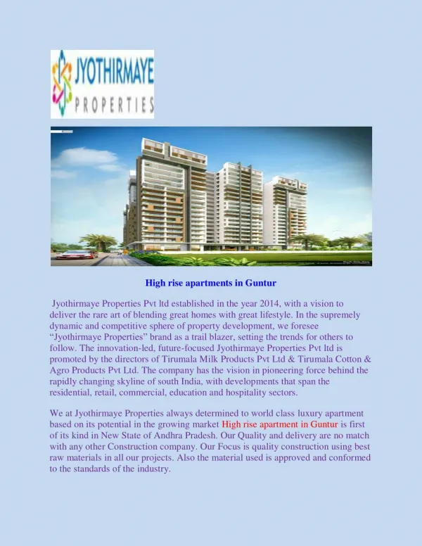 High rise apartments in Guntur