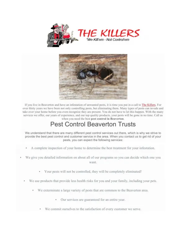 Pest Control Beaverton Trusts