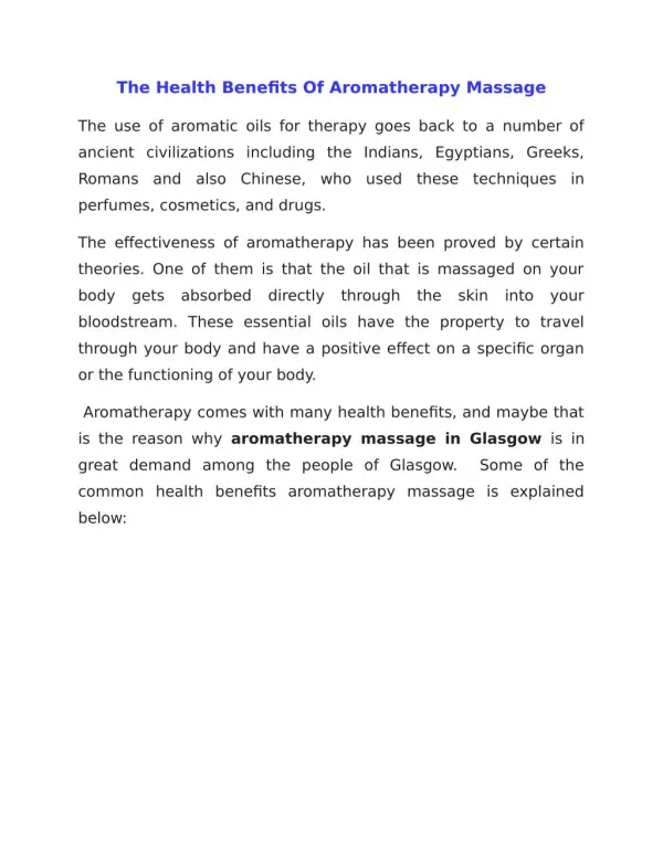 The Health Benefits Of Aromatherapy Massage