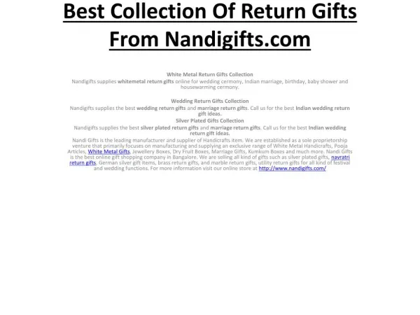 Best Collection Of Return Gifts From Nandigifts.com