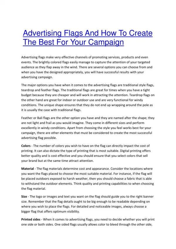 Advertising Flags And How To Create The Best For Your Campaign