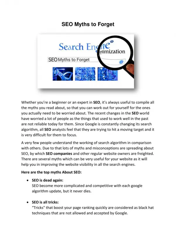 SEO Myths to Forget