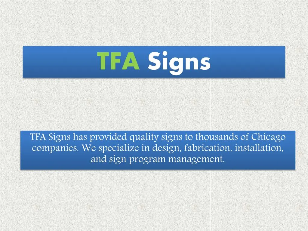 tfa signs