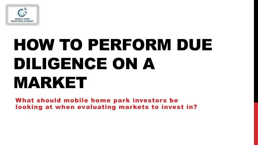 how to perform due diligence on a market