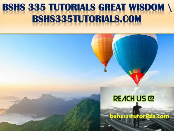 BSHS 335 TUTORIALS GREAT WISDOM \ bshs335tutorials.com