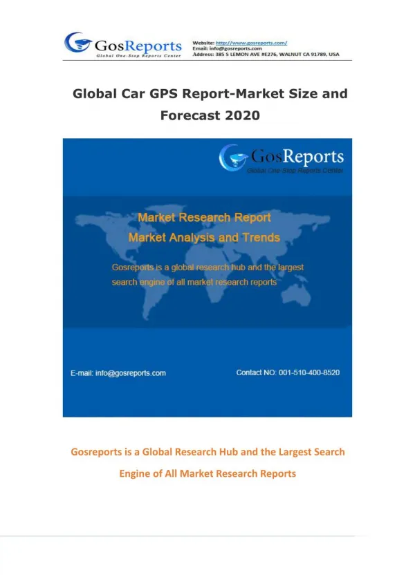 Global Car GPS Market Research Report 2016