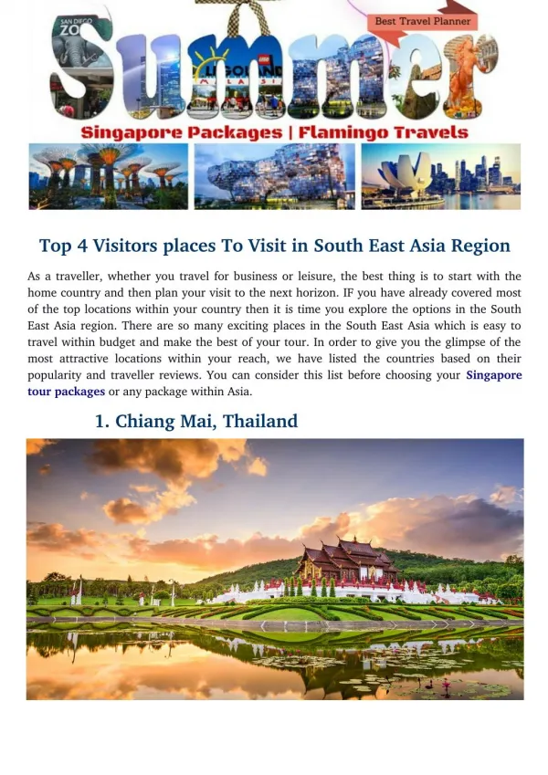 Top 4 Visitors places To Visit in South East Asia Region