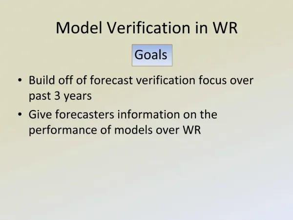 Model Verification in WR