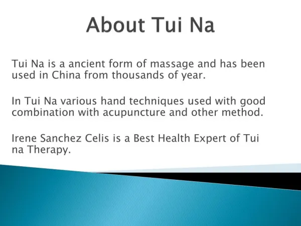 What is Tui Na massage therapy
