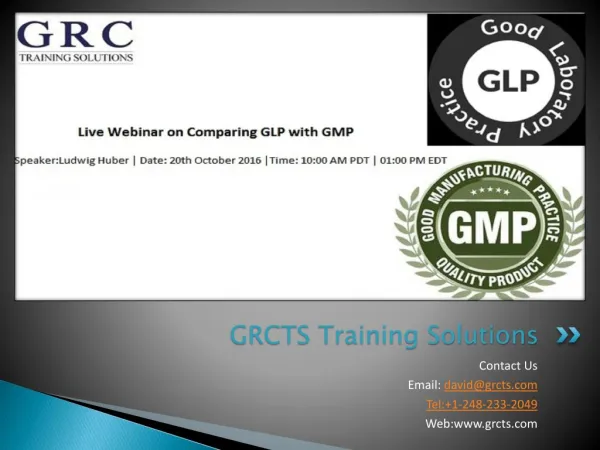 Live Webinar On Comparing GLP with GMP