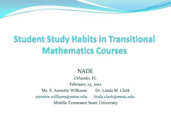 Student Study Habits in Transitional Mathematics Courses