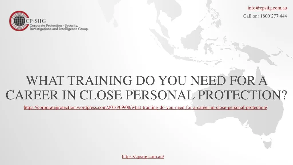 what training do you need for a career in close personal protection