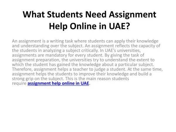 What Students Need Assignment Help Online in UAE?