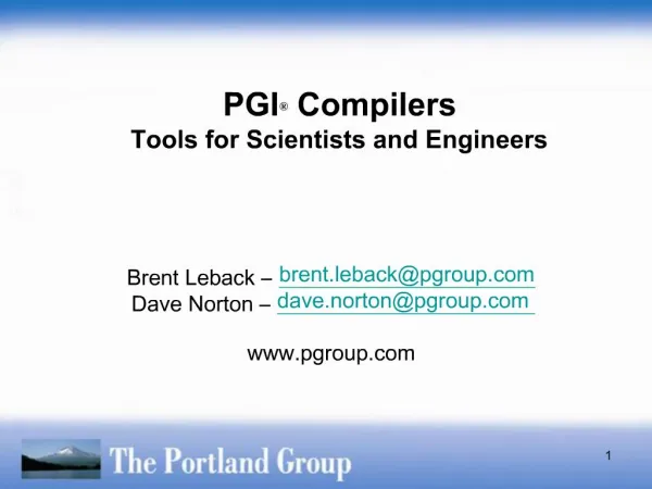 PGI Compilers Tools for Scientists and Engineers