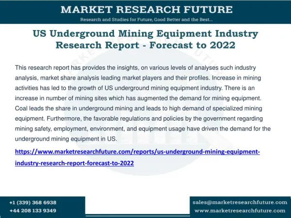 US Underground Mining Equipment Industry Research Report - Forecast to 2022
